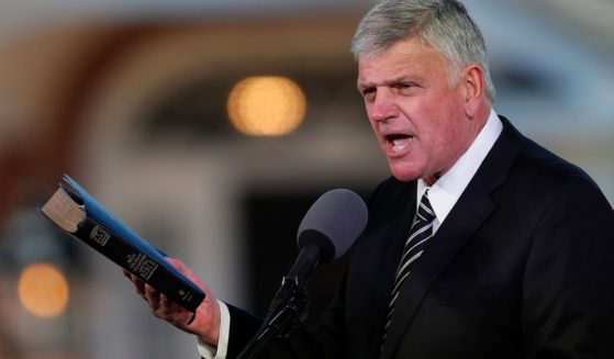 In this March 2, 2018, file photo, Pastor Franklin Graham speaks during a funeral service at the Billy Graham Library for the Rev. Billy Graham.