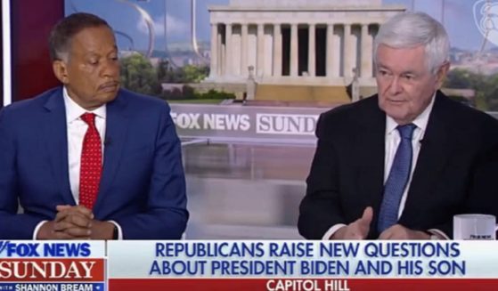 Juan Williams and Newt Gingrich on the set of "Fox News Sunday" on May 7, 2023.