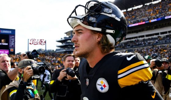 Pittsburgh Steelers backup quarterback Kenny Pickett is pictured in an October file photo after a game against the Jets at Pittsburgh's Acrisure Stadium.