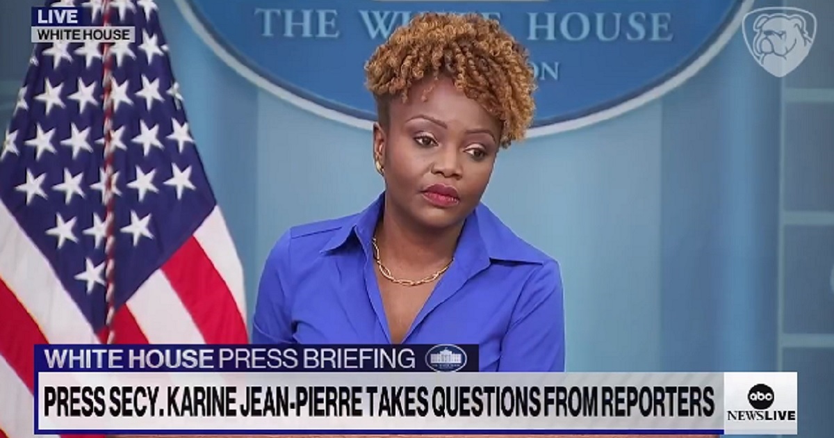White House press secretary Karine Jean-Pierre stonewalls a question about Hunter Biden's daughter during a news briefing Tuesday.