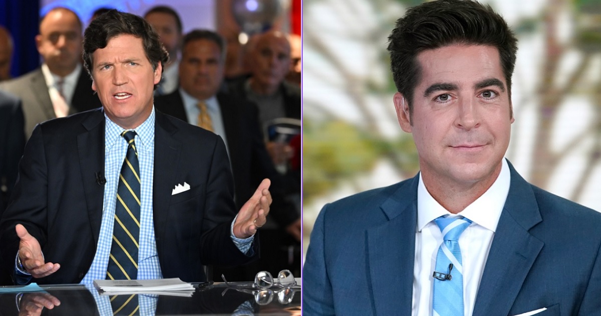 Former Fox News host Tucker Carlson, left; Fox News host Jesse Watters, right.