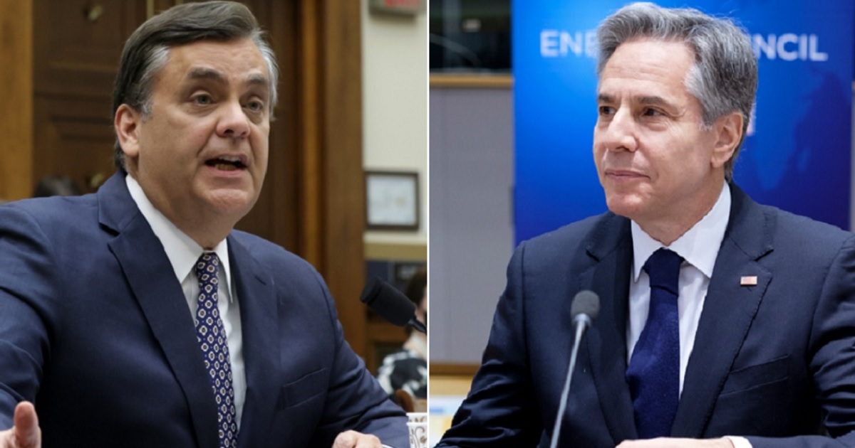 Jonathan Turley, left, a law professor at the George Washington University Law School in Washington, wrote in the New York Post this week that Secretary of State Antony Blinken, right, might have committed impeachable offenses.