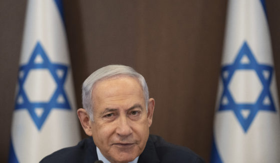 Israeli Prime Minister Benjamin Netanyahu chairs a cabinet meeting at the prime minister's office in Jerusalem on Sunday.