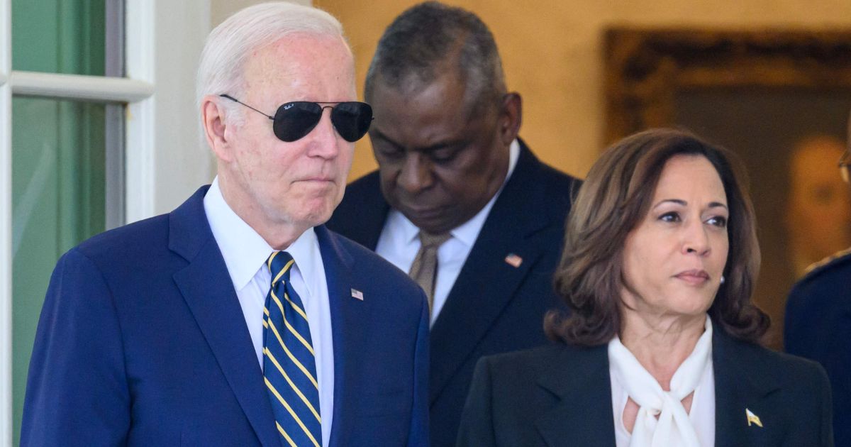 President Joe Biden, left, and Vice President Kamala Harris, right, step out of the Oval Office at the White House in Washington, D.C., on May 25.