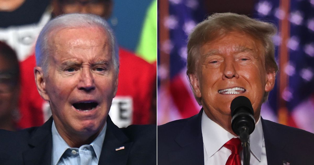 Former President Donald Trump, right, beat President Joe Biden, left, in one recent poll about the 2024 election.
