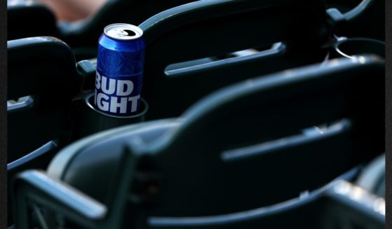A can of Bud Light sits in the seats during the the Baltimore Orioles and Cleveland Guardians game at Oriole Park at Camden Yards on May 31 in Baltimore, Maryland.