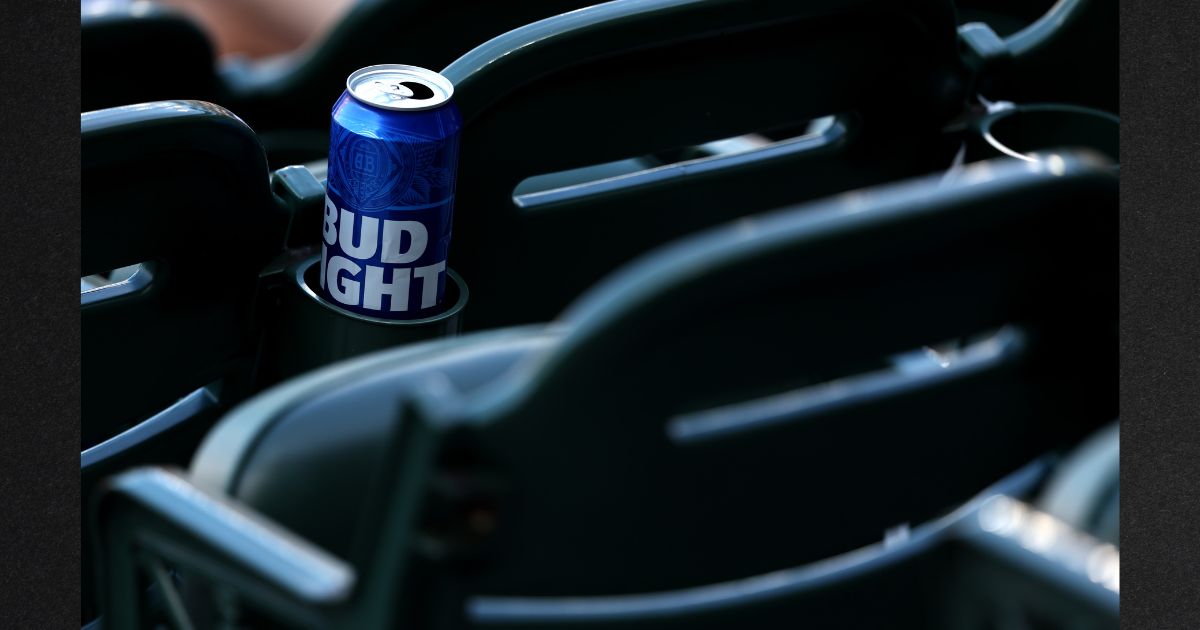 A can of Bud Light sits in the seats during the the Baltimore Orioles and Cleveland Guardians game at Oriole Park at Camden Yards on May 31 in Baltimore, Maryland.