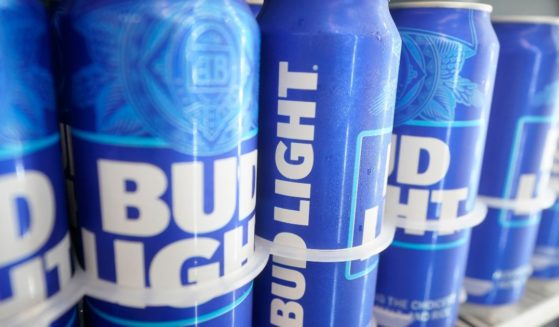 Bud Light cans are displayed during a baseball game between the Oakland Athletics and the Cincinnati Reds at Oakland-Alameda County Coliseum on April 28.