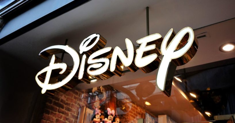 The Disney logo is seen at a store in this stock image.