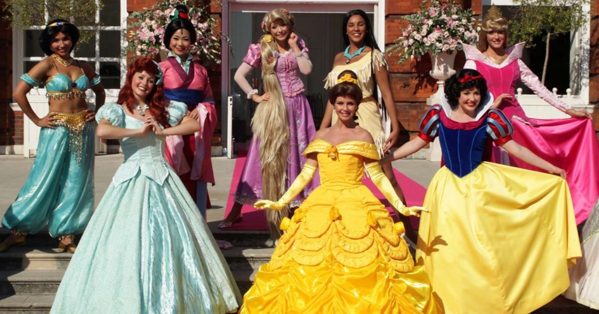Disney princesses pose together as they officially welcomed Rapunzel into their ranks during an event at Kensington Palace in London on Oct. 2, 2011.