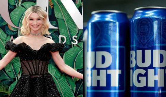 Dylan Mulvaney arrives at the Tony Awards in New York on June 11. Cans of Bud Light are seen before a game between the Philadelphia Phillies and the Seattle Mariners in Philadelphia on April 25.