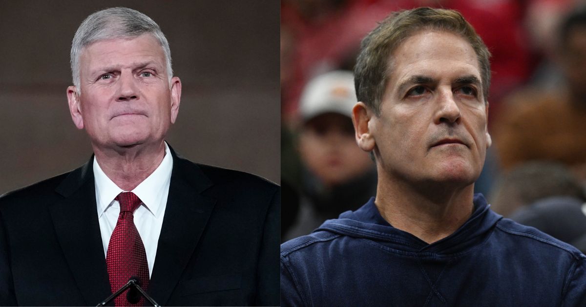 Rev. Franklin Graham, left, took to social media to give billionaire Mark Cuban, right, a biblical lesson after Cuban declared that being woke equates to "good business."