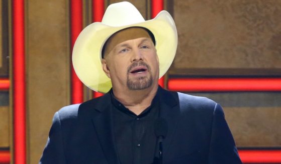Garth Brooks speaks onstage at the 2021 CMT Artist of the Year in Nashville, Tennessee, on Oct. 13, 2021.