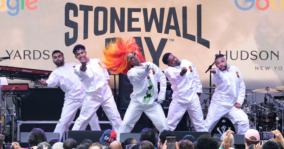 Transgender singer Mila Jam performs at Pride Live's Stonewall Day 2023 powered by Google in New York City on Friday.