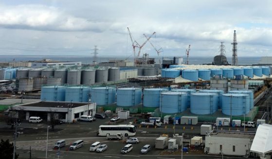 Tanks holding radioactive wastewater are seen at the Fukushima Daiichi nuclear power plant in Okuma, northeastern Japan, on Feb. 22.