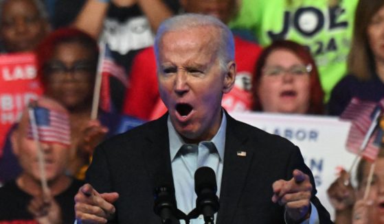 President Joe Biden speaks during a campaign rally in Philadelphia on Saturday.