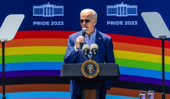 President Joe Biden speaks at the “pride celebration" on the South Lawn of the White House in Washington on Saturday.