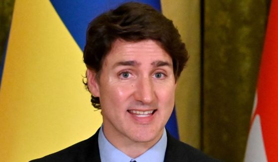 Canadian Prime Minister Justin Trudeau speaks during a news conference in Kyiv, Ukraine, on Saturday.