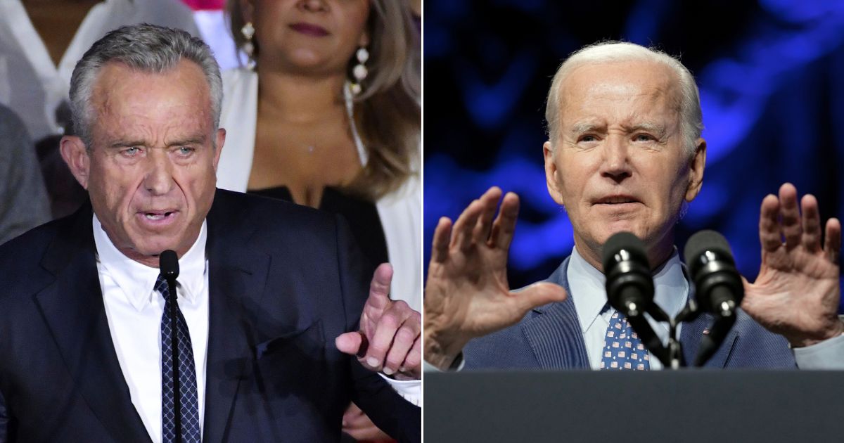 Robert F. Kennedy Jr., left, scion of the Massachusetts political dynasty, is pictured in an April file photo. President Joe Biden, right, speaks Wednesday at the League of Conservation Voters in Washington. Kennedy is challenging Biden for next year's Democratic presidential nomination.