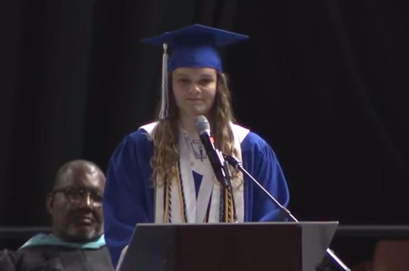 Top student shares truth about God in viral graduation speech.