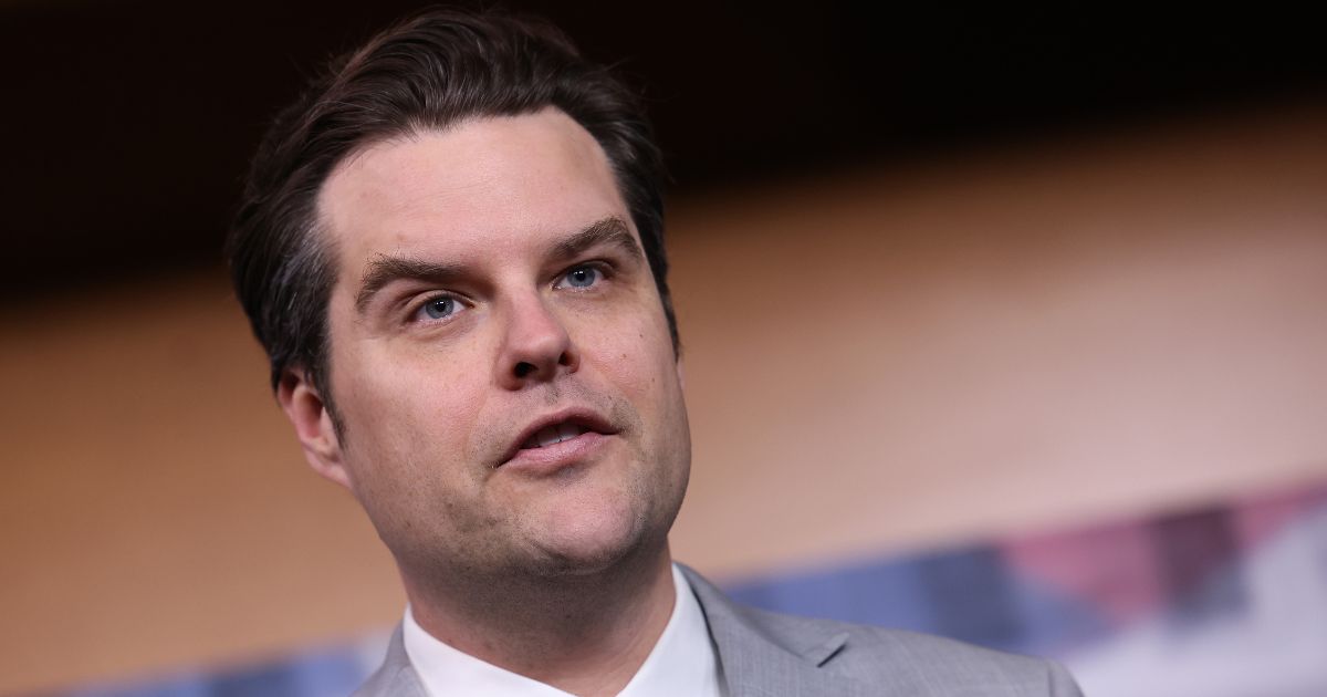 Rep. Matt Gaetz speaks at a press conference at the U.S. Capitol on March 28 in Washington, D.C.