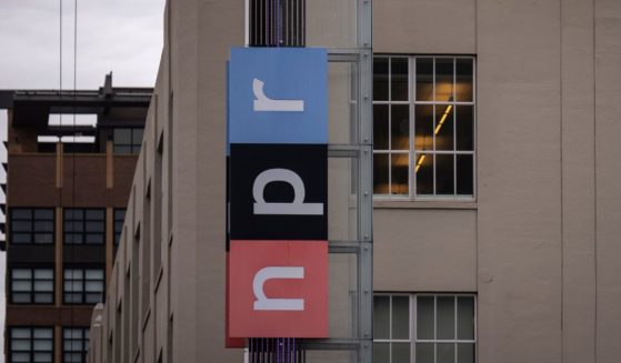 The NPR logo is seen at the National Public Radio headquarters on North Capitol Street in Washington on Feb. 22.