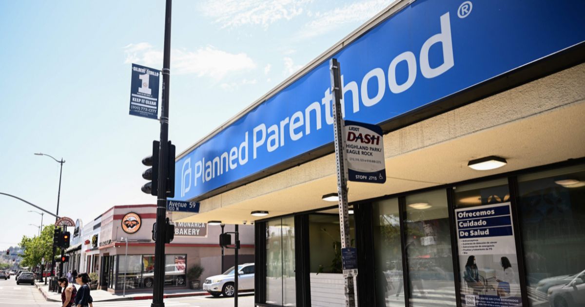 A Planned Parenthood sign is displayed outside a clinic in Los Angeles on May 16.