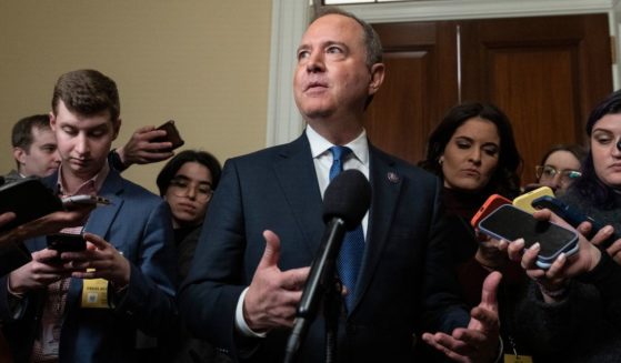 Rep. Adam Schiff speaks reporters as he departs the final meeting of the House Select Committee to Investigate the January 6 Attack on the U.S. Capitol in Washington, D.C., on Dec. 19, 2022.