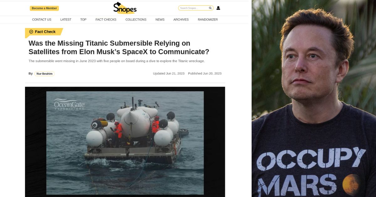 Snopes was quick to link Elon Musk to the ill-fated exploration effort, but later edited the page.
