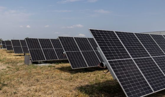 The Italian multinational renewable energy corporation Enel Green Power photovoltaic plant is pictured in Pavia, Italy, on Thursday.