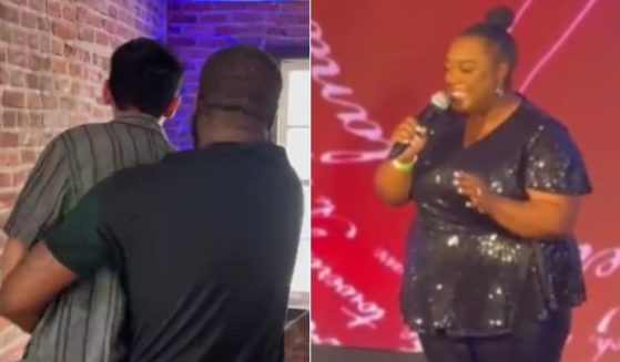 During the singing of the national anthem at a Turning Point USA event in New York City on Saturday, a transgender activist interrupted - yelling "trans lives matter" - and was quickly carried out of the venue.