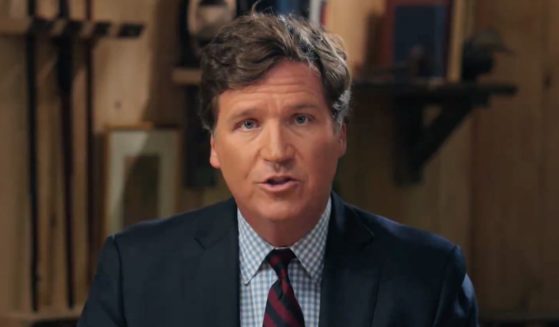 Former Fox News host Tucker Carlson speaks during the debut episode of his Twitter show.