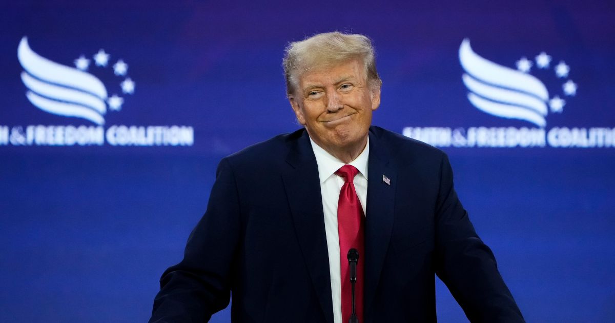Republican presidential candidate former U.S. President Donald Trump speaks at the Faith and Freedom Road to Majority conference at the Washington Hilton on June 24, 2023 in Washington, DC.