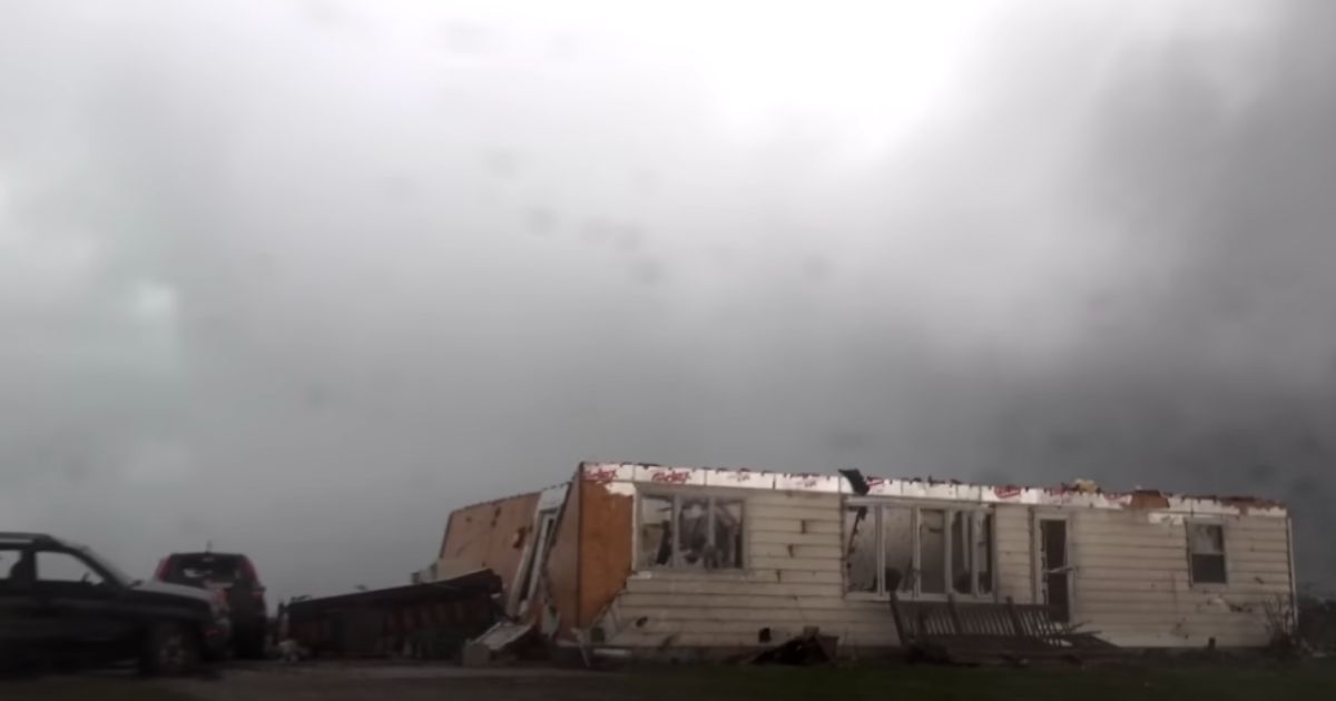 In the spring, an EF4 tornado touched down near the rural farm community of Hedrick, Iowa, demolishing this home but sparing the couple inside.