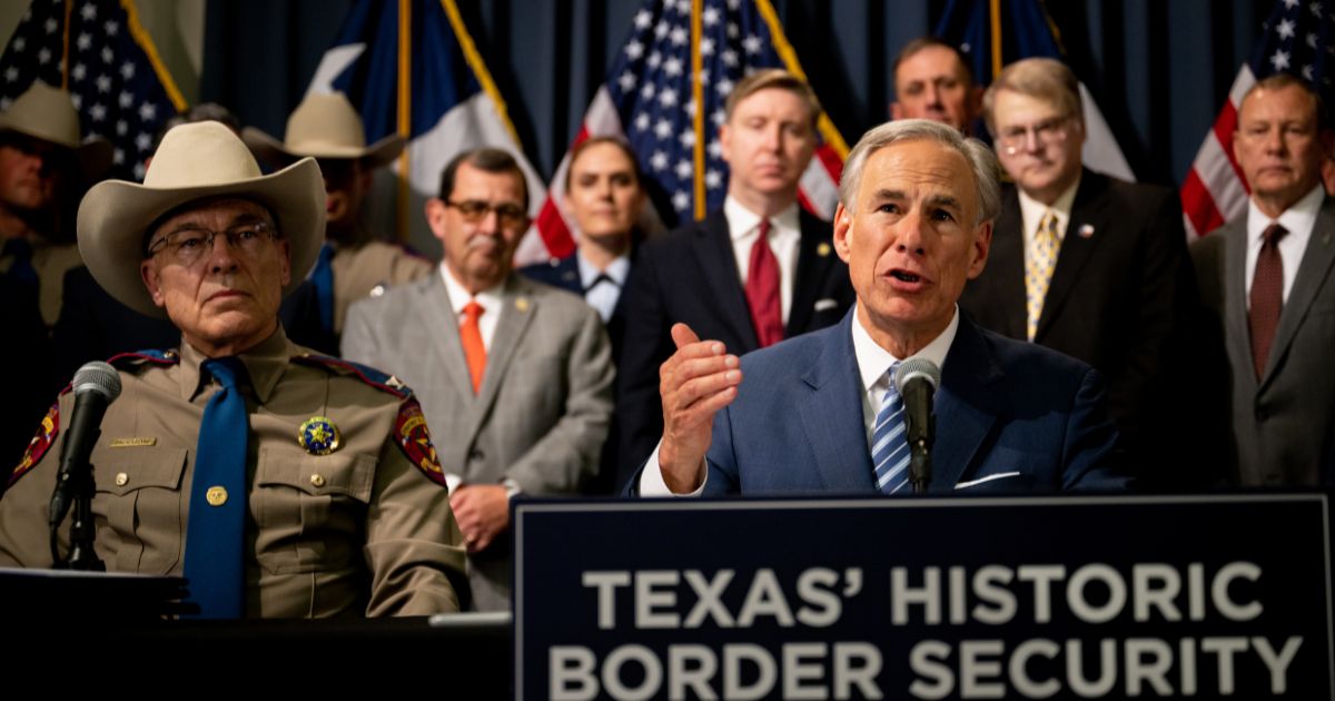 Texas Gov. Greg Abbott speaks alongside Texas Department of Public Safety Director Steve McCraw and elected officials during a news conference last Thursday in Austin.