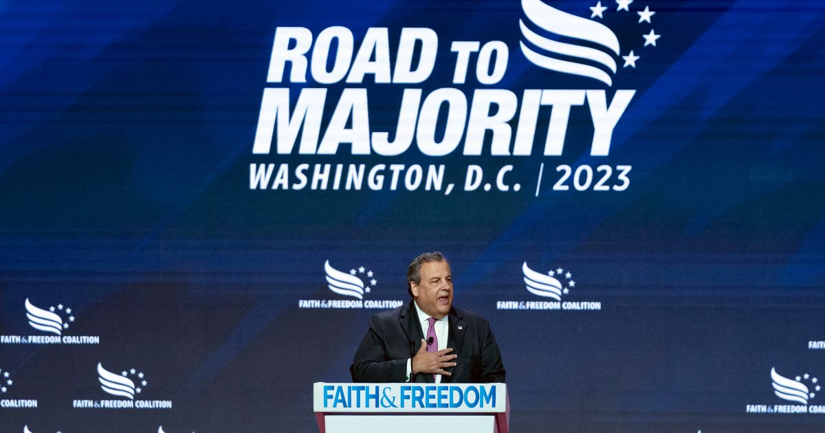 Republican presidential candidate and former New Jersey Gov. Chris Christie speaks Friday during the Faith & Freedom Coalition's Road to Majority Policy Conference in Washington, D.C.