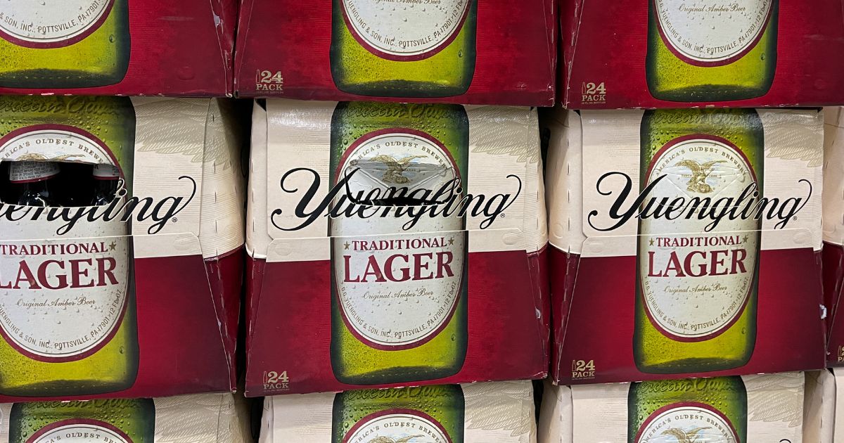 Cases of Yuengling Traditional Lager are seen at a Sam's Club store in Orlando, Florida, on July 18, 2021.