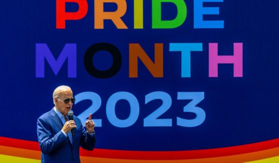 President Joe Biden speaks at the "pride month" celebration on the South Lawn of the White House on June 10 in Washington, D.C.