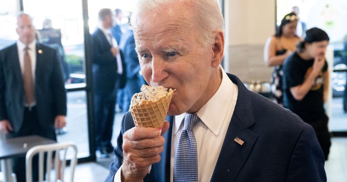 President Joe Biden stops for ice cream at Baskin Robbins in Portland on Oct. 15, 2022.