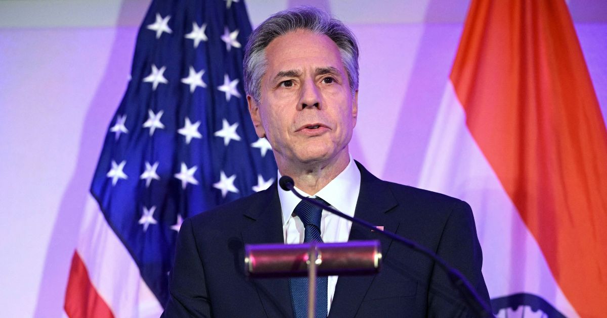 Secretary of State Antony Blinken speaks at the US-India Business Council (USIBC) Ideas Summit at the Renwick Gallery in Washington, D.C., on Monday.