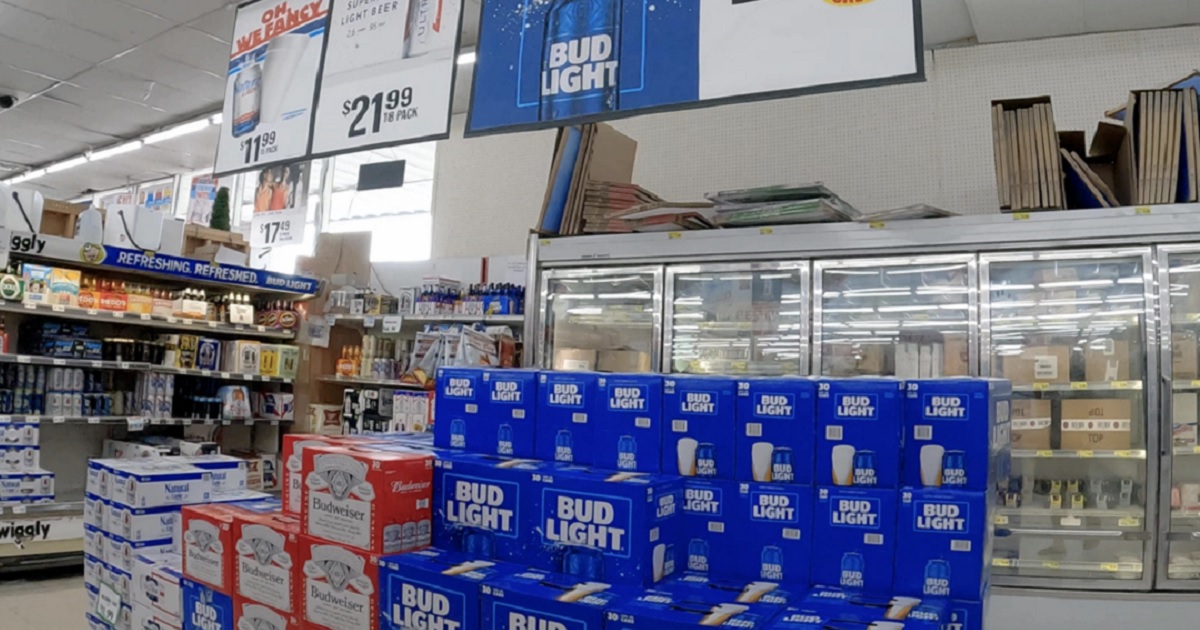 Bud Light, Budweiser and other beer on sale at a Piggly Wiggly store in Warrenton, Georgia.