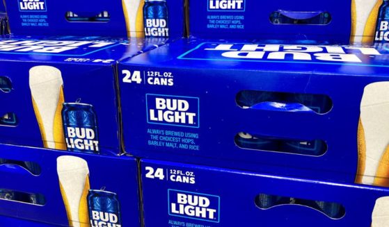 Boxes of Bud Light beer are seen at a liquor store in Buffalo Grove, Illinois, on April 25.
