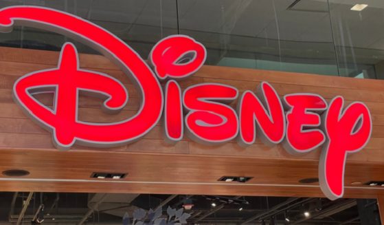 A Disney logo, pictured on a storefront in New York City in 2021.