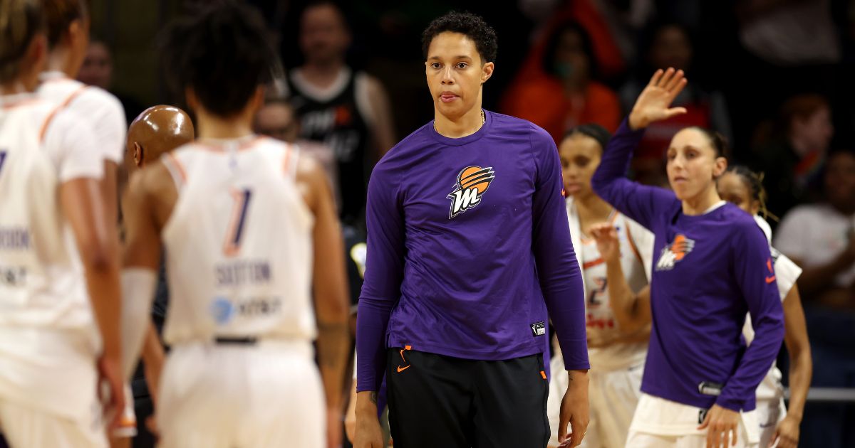 Brittney Griner #42 of the Phoenix Mercury walks on the court following the Mercury's loss to the Washington Mystics at Entertainment & Sports Arena on Friday in Washington, D.C.