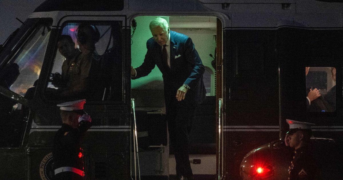 US President Joe Biden steps off Marine One at JKF International Airport in New York on June 29, 2023, where he attended fundraising events.