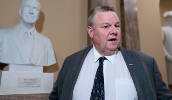 Sen. Jon Tester, chairman of the Senate Committee on Veterans' Affairs, speaks with reporters before meeting with the Senate Democratic Caucus, at the Capitol in Washington, D.C., on Tuesday.