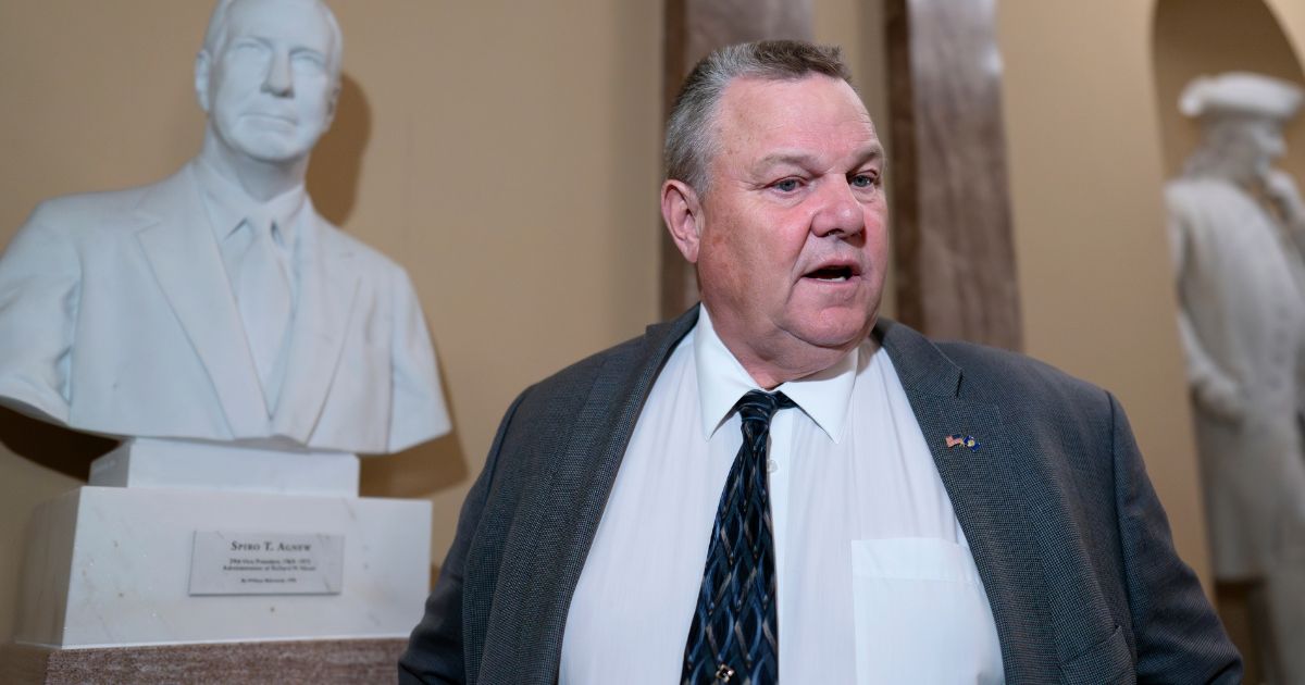 Sen. Jon Tester, chairman of the Senate Committee on Veterans' Affairs, speaks with reporters before meeting with the Senate Democratic Caucus, at the Capitol in Washington, D.C., on Tuesday.
