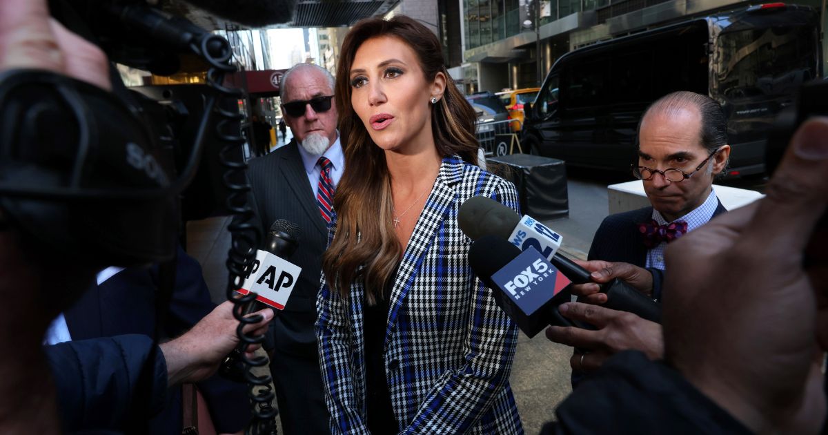 Alina Habba, lawyer for former President Donald Trump, gives an interview outside of Trump Tower on March 21 in New York City.