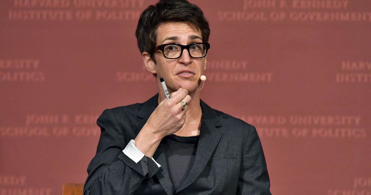 Rachel Maddow speaks at the Harvard University John F. Kennedy Jr. Forum in a program titled "Perspectives on National Security" moderated by Rachel Maddow on Oct. 16, 2017, in Cambridge, Massachusetts.