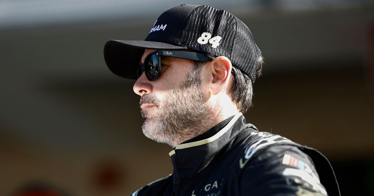 Jimmie Johnson, driver of the #84 Club Wyndham Chevrolet, waits in the garage area during qualifying for the NASCAR Cup Series EchoPark Automotive Grand Prix at Circuit of The Americas on March 25 in Austin, Texas.